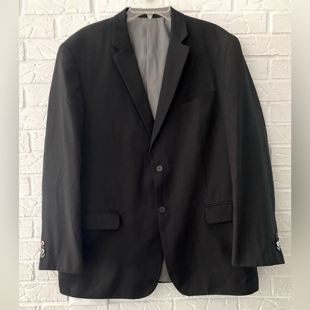 J Ferrar Black Suit Coat 44 Regular Classic Fit Two Buttons
